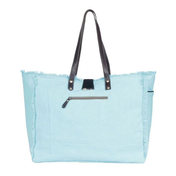 Myra Bag Handmade Chroma Weekender Bag Upcycled Canvas & Cowhide Leather - Picture 8 of 12